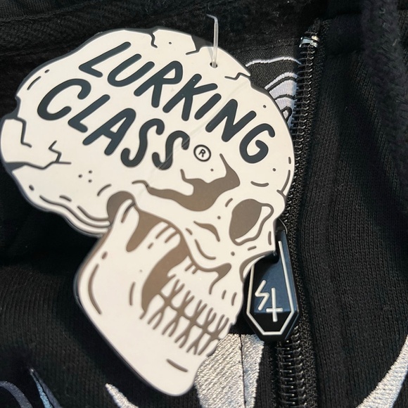 Lurking Class Sketchy Tank Bones Black Zip Hoodie Embroidered Chest Design L NEW - Picture 6 of 7